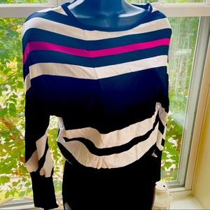 knitted black/white and pink striped sweater